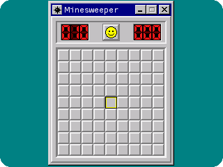 Minesweeper: opening the field, flagging the mines and winning