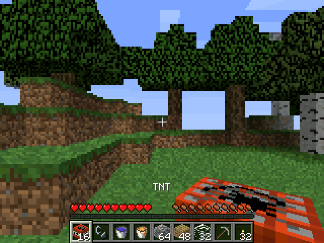 NumBlocks: the inventory, TNT, water and lava