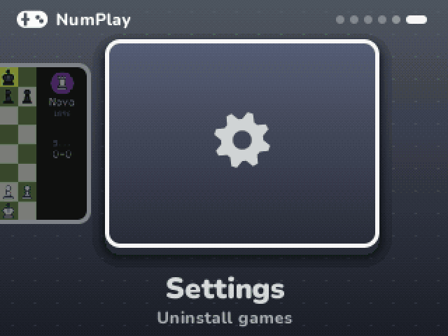Uninstalling a game from NumPlay's settings to free up space